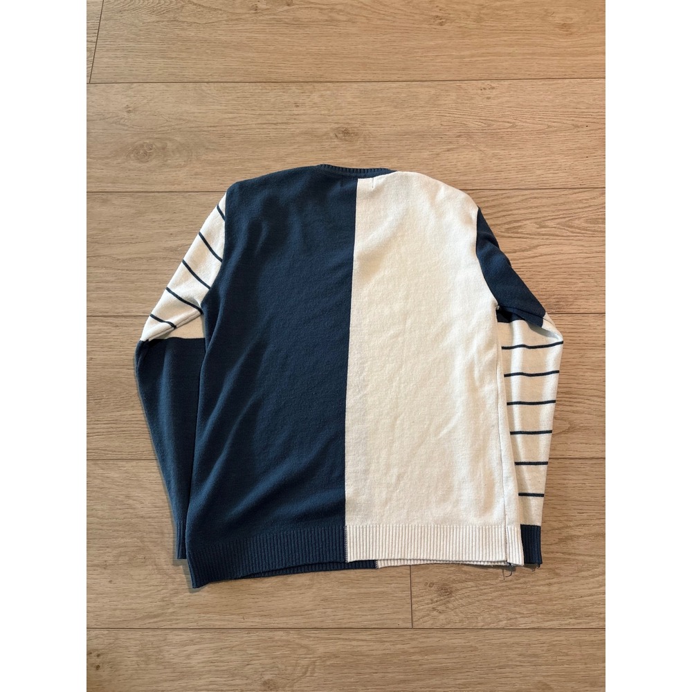 Polo Ralph Lauren V-Neck Sweater Womens Large Blue White Colorblock Striped - Picture 3 of 3